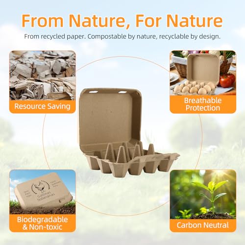 Egg Cartons Cheap Bulk 30 Pack, Biodegradable Paper Pulp Egg Holder Fridge | Egg Cartons Cheap Bulk 30 Pack, Cardboard 12-Count Egg Holder for Fridge, Biodegradable, Home Gifting & Farmers Market