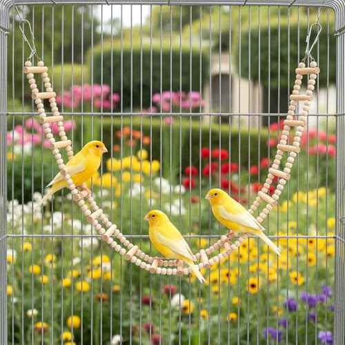 28 Steps 61.8 x 3.14 Inch Bird Ladder Bridge | Wooden Pet Hamster Climbing & Swing Toys for Birds Rats Parrots Hamster Squirrel Sugar Gliders Parakeets Cockatiels