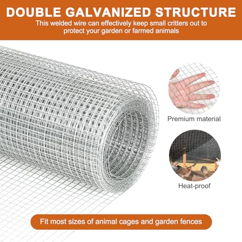 Hardware Cloth 1/2 inch 24inx50ft 21GA, Hot-dip Galvanized After Welding Chicken Wire Fencing, Poultry Farming, Garden Fence,DIY Production, Tree Protection, Groundhog-Proof, Rabbit Wire. - size: 24inx50ft