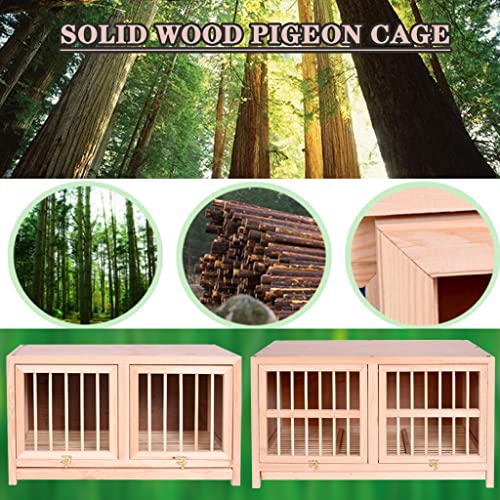 Bird Cage Large Size Solid Wood Pigeon Pairing Cage, Indoor Pigeon Nest Box with Pull Out Tray, Easy to Clean, Need to Install(Natural,35.4IN*1) - size: 35.4"L x 17.7"W x 19.7"H