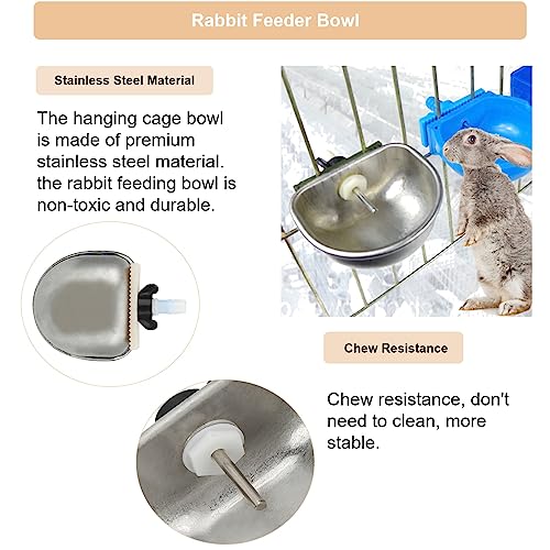 10PCS Rabbit Feeder Bowls, Rabbit Drinker Rabbit Nipple Water Bowl Stainless Steel Nipple Drinking Water Bowl Hanging Cage Bowl Feeding Tool for Rabbit Squirrels Chinchilla Hamster