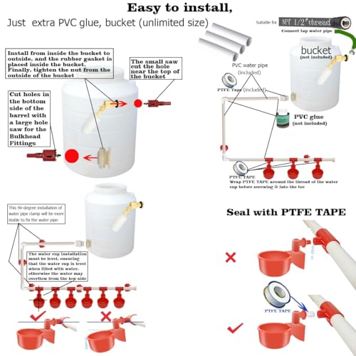 Complete Set Automatic Chicken Waterer Cups with PVC Pipe,Chickens Water Cups, Chicken Waters,Poultry Waterer,Chickens Watering System,Poultry Waterer,Durck Watering System,for quails, geese and ducks
