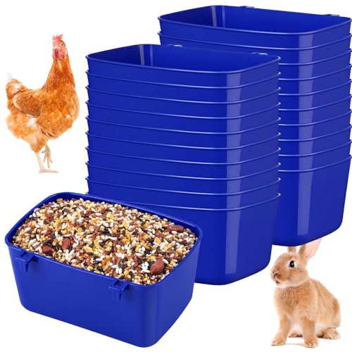 Zhehao 20 Pcs Bird Cage Cups Chicken Feeder Waterer Cups 18 oz Pigeon Feeder Plastic Poultry Wire Cage Hanging Chicken Water Bowl for Pet Bunny Poultry(Dark Blue) - color: Dark Blue