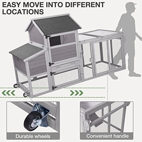 Large Chicken Coop Expandable Chicken House for Outdoor with Wheels, Nest Box, Leakproof Pull-on Tray and UV-Resistant Roof Panel - color: Grey (AIR27)