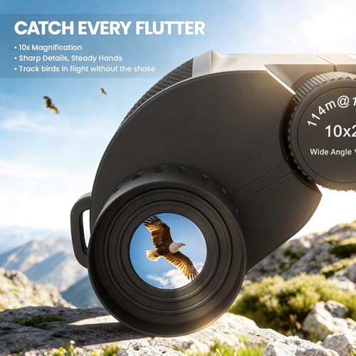 Aurosports 10x25 Compact Binoculars for Bird Watching, Cruise Ship, Travel | Small & Lightweight for Adults Kids; BAK4 & FMC for Crystal Clarity; Easy Focus with Case & Strap; Gift for Hunting, Sports - size: 10x25