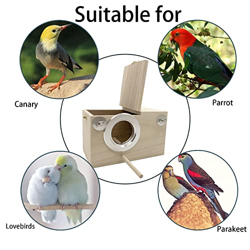 Parakeet Breeding Box Birds Natural Wooden House Lovebird Nesting Mating Box 7Pcs Bird Supplies for Cockatiel Finch Canary Budgie Aviary (7.67×4.72x4.72 in)