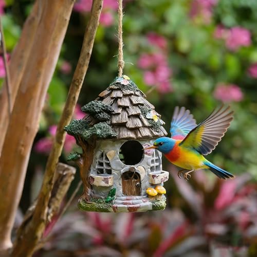 Bird Houses for Outside Resin Bird House Room Garden Courtyard Backyard Decor Handmade House