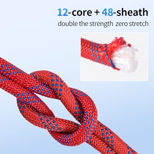 150ft 3/8 Inch Climbing Rope, Heavy Duty Arborist Rope(Red) - size: 3/8in-150ft-Red