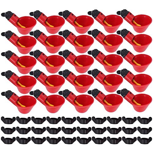 30 Pack Automatic Water Drinking Cups w/Nuts, Waterer Drinker | for Poultry Quail Chicken Hen Duck