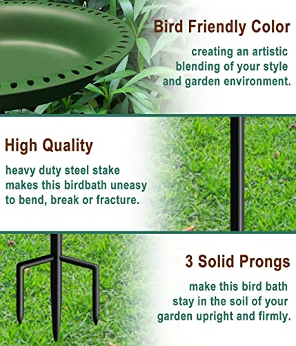 28-inch Lightweight Birdbaths Antique Decoration Detachable Birdfeeder & Bird Bath for Outdoor Garden, Oblong Dark Green - color: Green, size: ¾ gal