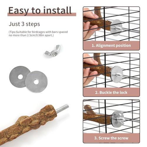 Bird Perches, 6pcs Natural Wood Birds Stand Branch, Bird Perch Chewing Stick Cage Accessories Parrot Climbing Standing Branches Paw Grinding Fork Sets for Parakeet Lovebirds Cockatiels