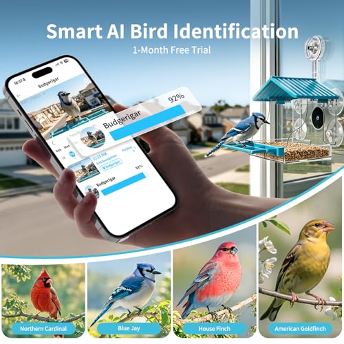 2026 Upgraded Window Bird Feeder with Camera, 2K UHD Window Bird Feeders for Outdoors with Strong Suction Cups, 2.4G & 5G WiFi, AI Bird Identification, 24/7 Local Recording - Perfect for Bird Watching