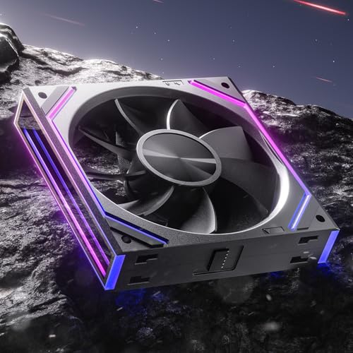 Asiahorse Dawn 120mm Case Fan, ARGB PWM 1850RPM/71CFM Airflow, Forward & Reverse Blade Design, Low Noise, Precision HDB Bearings High Performance UNI PC Fan Modular Daisy Chain - color: Black, size: 1-pack-Reverse blade