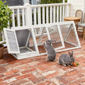 Rabbit Hutch Bunny Cage Indoor Outdoor for Chickens, Quails, Ducks | Small Poultry Enclosure, Ventilating Wire Fence, Pull-Out Tray, Triangular Frame, Waterproof Roof - color: Grey