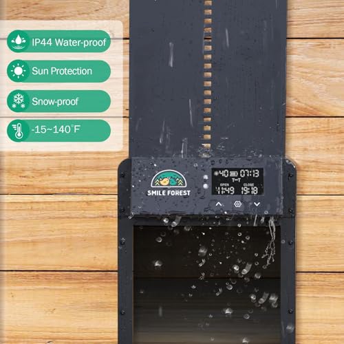 Automatic Chicken Coop Door with Light Sensor & Timer Control - Multi-Mode Chicken Door Opener with Solar Charging - color: Charcoal