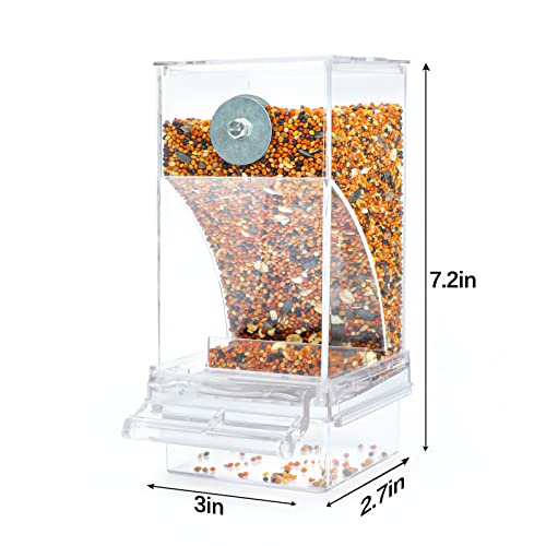 Rypet 2 Pack No-Mess Automatic Bird Feeder, Parakeet Cage Accessories | 16 oz Seed Capacity, Transparent Acrylic Food Level Check, Helps Reduce Seed Scatter, for Cockatiel Parrot Cockatoo Canary - color: Transparent-2 PCAK