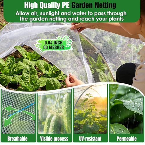 10 X 60FT Garden Mesh Netting Ultra Fine Mesh Netting Pest Barrier, Insect Bug Bird Netting for Vegetables Fruit Flower Garden Protection, Thickened 60 Mesh Row Covers Fabric Screen from Birds Bugs - size: 10FT X 60FT