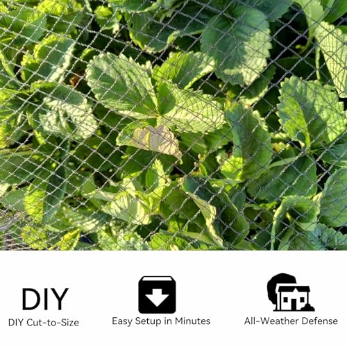 Bird Netting 15x15 FT 1/2 Inch Mesh Heavy Duty Woven Mesh Netting | Heavy duty woven mesh protects fruit trees, berries and gardens from birds & small animals with UV-resistant durability - size: 15x15Ft-0.5"