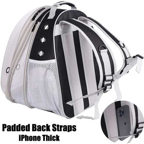 Front Expandable Large Cat Backpack Carrier, Fit up to 20 lbs, Space Capsule Bubble Window Pet Carrier Backpack for Large Fat Cat and Small Puppy - color: Black, size: Gen 1 - Clear Bubble