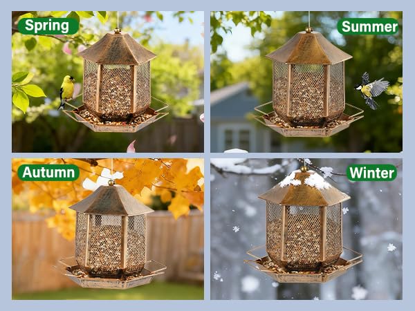 Bird Feeder, Heavy Duty Metal Bird Feeders for Outdoor Hanging, 3.5LB Extra Large Capacity Wild Birdfeeder for Garden Yard Outside Backyard - size: 3.5 pounds
