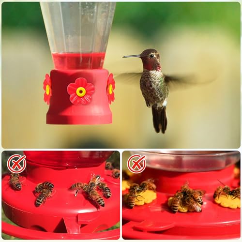 16 Sets Hummingbird Feeder Replacement Flowers with 2 Cleaning Brushes - Hummingbird Feeders Parts for Outdoors Feeding Ports Bee Guards Pet Bird Replacement Flowers Kit (Red&Yellow) - color: Red&Yellow