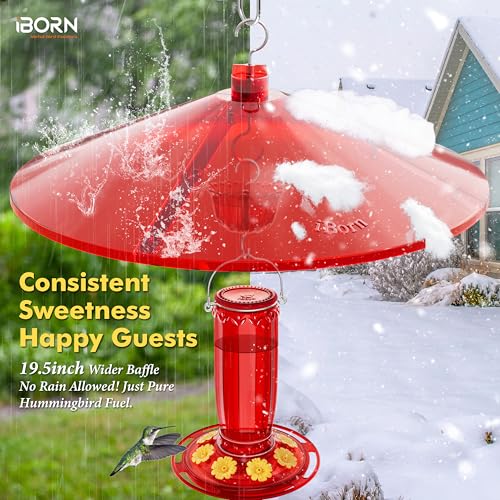 iBorn 19.5-inch Hummingbird Feeders Baffle, Weather Guard, Hanging Bird Feeders Protect, Red, Pack of 1 - color: Red, size: Pack Of 1
