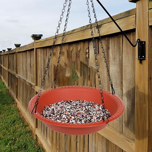 Large Hanging Bird Feeder Tray 14 inch with Drainage Holes Fit Most Seed, Bird-Feeder Hanging for Garden Yard Outside, Terracotta - color: Terracotta, size: 14 inch
