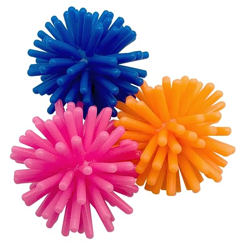 by M&M 2142 Pk24 Rainbow Spike Balls - Classic Rubber Bird Foot Toys, Soft Spikes, Lighweight, Fun to Grab, Small Pets Budgie Cockatiel Lovebird Parrotlet