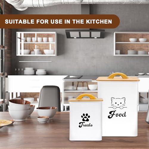 Cat Food Storage Container with Scoop, 2PCS Cat Food Storage Container with Lids Airtight, Cat Treat Jars for Kitchen Counter-7+3Lbs, Cat Cookie Jar for Storage, White - color: White