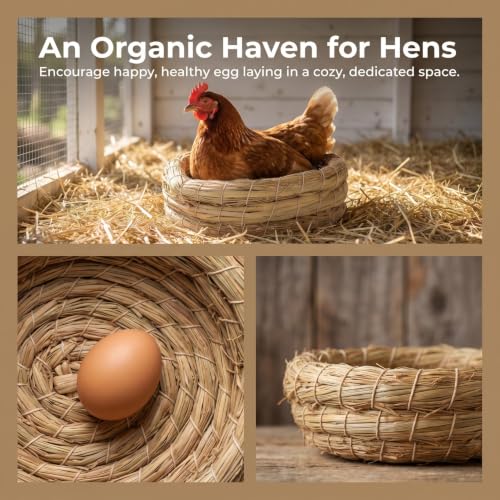 CALLARON Straw Woven Chicken Nest for Egg Laying and Breeding Cozy Henhouse Nest Box 5.91X5.51X4.33In for Backyard Poultry Easy to Clean and Assemble