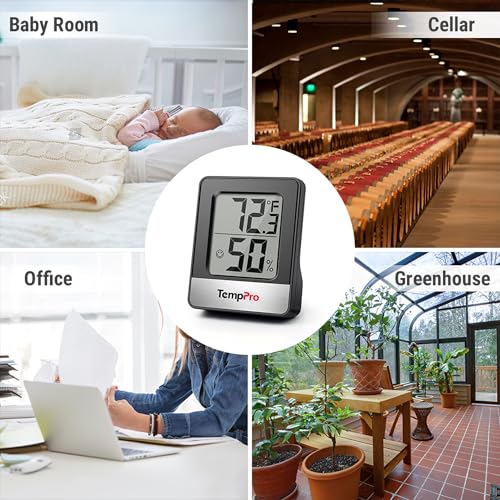 TempPro TempAir Digital Hygrometer Indoor Thermometer | Humidity Meter Room Thermometer with Temperature and Humidity Monitor Mini Hygrometer, Black - color: Black Indoor Thermometer