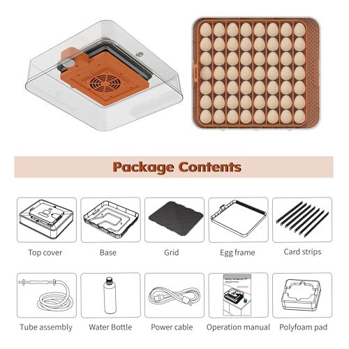 Egg Incubator for Hatching 56 Chicken, Duck, Quail & Goose Eggs – Automatic Egg Turner, Humidity & Temperature Control, Built-in LED Candler, Auto Water Refill, 360° Clear View Digital Poultry Hatcher