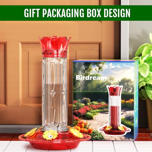 Birdream Hummingbird Feeders for Outdoors, 2 Pack-20oz Plastic Hummingbird Feeder with 5 Bee Guard Feeding Ports & Cleaning Brush, Leak Proof, Built-in Ant Moat, Red - color: Red, size: 2 Pack