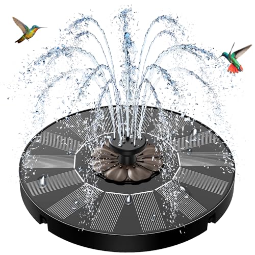 SZMP Solar Fountain 2026 Upgrade, Solar-Powered Bird Bath Fountain with 4 Fixed Rods & 7 Nozzles for Garden, Pond, Pool, and Patio – No Battery Required, Attracts Hummingbirds & Wildlife - color: Coffee