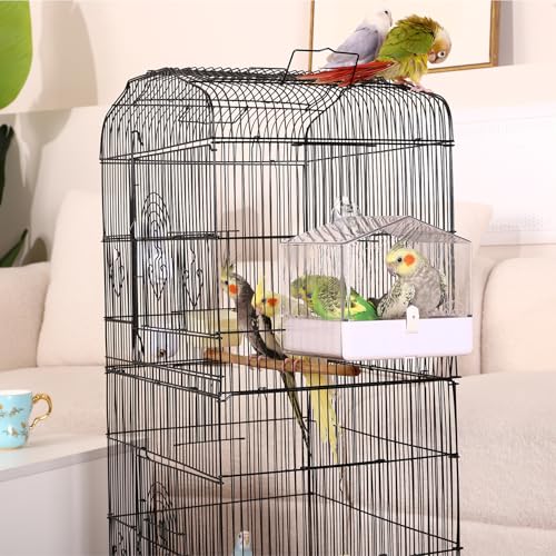 Colorday Hanging Bird Bath for Cage, Pet Parrot Bath, 6.7X6.7X7.74 inch | For Small to Medium Birds, Parakeets, Cockatiels, Budgie, Quaker, Conure, Lovebirds, Finches
