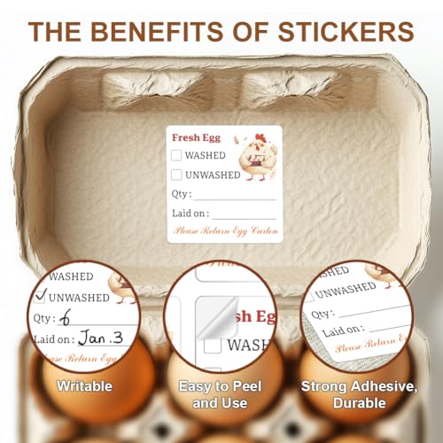 320 Pcs Egg Carton Labels, 2 Inch Square Farm Fresh Lain on Sticker PET Adhesive Egg Packaging Sticker for Box Container Carton Farm Supplies - color: Laid on Date