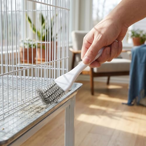 FOMIYES 5pcs Bird Cage Cleaning Tool, Wire Brush with Integrated Scraper for Tough Stains, Scrubber for Aviary, Hamster Cages, and Small Animal Crates