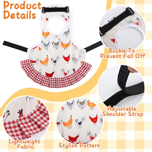 6 Pcs Chicken Saddle for Hens, Chicken Aprons Back Protector | Chickens Vest Jacket Saddles for Hens for Poultry Hen Feather Fixer Supplies (Adjustable Strap, Chicken) - style: Adjustable Velcro, Chicken Theme