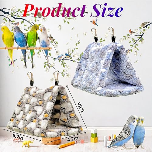 2 Pack Bird Nest Plush Snuggle Bird Hammock Hanging Bird Cave Parrot Sleeping Bed Shed Hut Hanging Tent for Budgie Finch Parakeet Cockatiel Cockatoo Lovebird-Loving Heart (Brown&Purple) - color: Brown&Purple(Loving Heart)