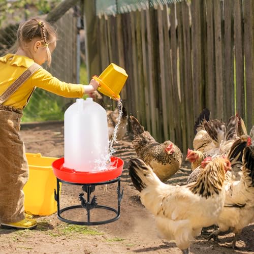 1pc Metal Stand for Chicken Poultry Feeder Waterer, Black | Sturdy Rustproof Iron Construction, Cute Chicken Ornament, Suitable for Chicken Coop Cat Dog Bowl Indoor & Outdoor Use - color: Black 1pc