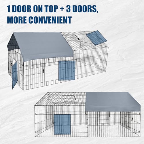 Large Metal Chicken Coop – 86" x 40" x 40" Outdoor Poultry Cage with Waterproof Cover, Heavy Duty Chicken Runs for Hens, Ducks & Rabbits, All-Weather Backyard Poultry Enclosure & Pet Playpen