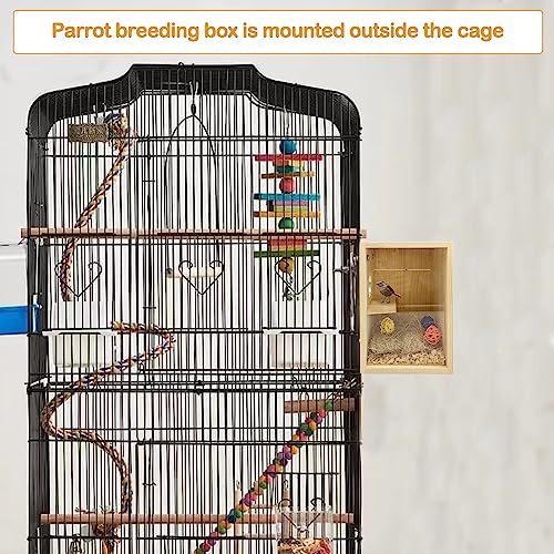 BNOSDM Parakeet Nesting Box Transparent Bird Breeding Nest Boxes Natural Wood Bird Cage (S) - size: Small