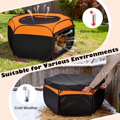 Brooder Box for Chicks, Pop-Up Chicken Brooder Playpen with Dual Doors | Includes Mesh Top Cover and Waterproof Mat, Portable Enclosure for Chicks, Ducklings, and Quail, Holds Up to 15 Chicks