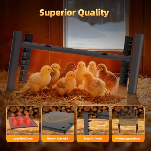 Brooder Plate for Chicks – Adjustable Chick Heat Plate, Heat Plate for Chicks with 95–167℉ Temperature Control, Height Adjustable Chicken Brooder Heater, Anti-Roost Design, Safe ABS Chick Brooder