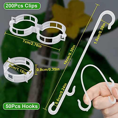 250 Pcs Tomato Clips and Hooks, Plant Support Clips for Tomatoes Grape Grow | for Plants Grow Upright or Prevent Falling Off, Makes Plants Healthier, J Tomato Hooks Trellis Vine Cages Clip