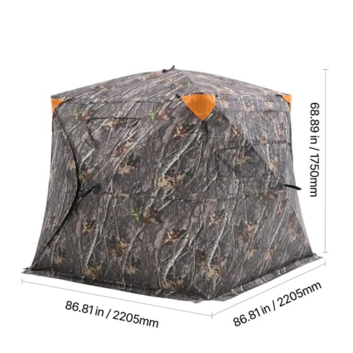 Pop-Up Ground Hunting Shelter Tent, 270° One-Way See Through Spacious Shelter with Silent Zipper Door and Carrying Bag, Waterproof Fabric, Suitable for Deer, Turkey Woodland Hunting