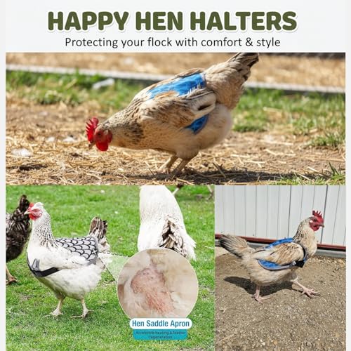Waterproof Chicken Saddles for Hens with Laundry Bag, Juvaeny Adjustable Hen Apron Back Protector, 3 Pack Poultry Feather Protection Saddle Vest for Chickens & Ducks, Chicken Clothes & Accessories
