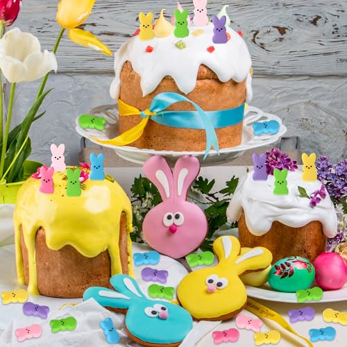 60pcs Mini Easter Pastel Bunny Resin Decor, Mixed Colors Rabbit Resin Charms for Dollhouse Garden, Cute Bunny for Easter Egg Hunt Activity Spring Craft Supply Basket Landscape DIY Decoration