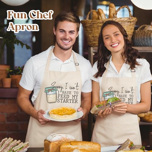 Sourdough Apron for Women with Deep Pockets - Funny Bakers Apron, Unique Sourdough Gifts for Women & Bread Bakers, Adjustable Kitchen Apron for Mom, Mother’s Day Baking Gift - B18 - color: I Have to Feed My Starter