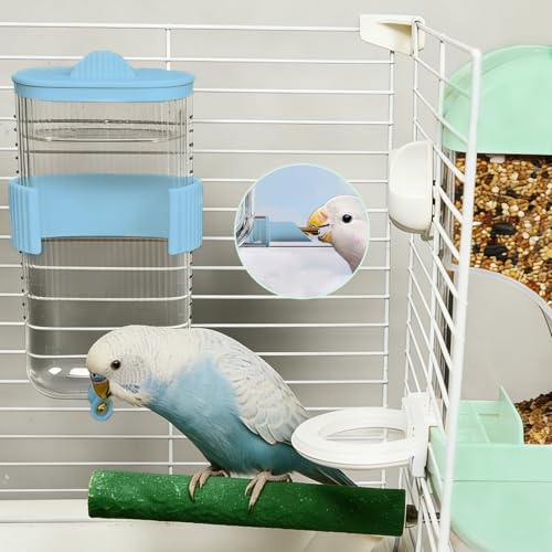 Automatic Bird Feeder Waterer Kit Bird Cage Hanging Waterer Parakeet Leak-Proof Feeder Parrot Vegetable Clips Cage Accessories for Budgies Lovebirds Finches Canaries Parrotlets Conures (Green) - color: Green